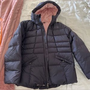 The north face jacket girls XL 14/16 charcoal gray pink lined